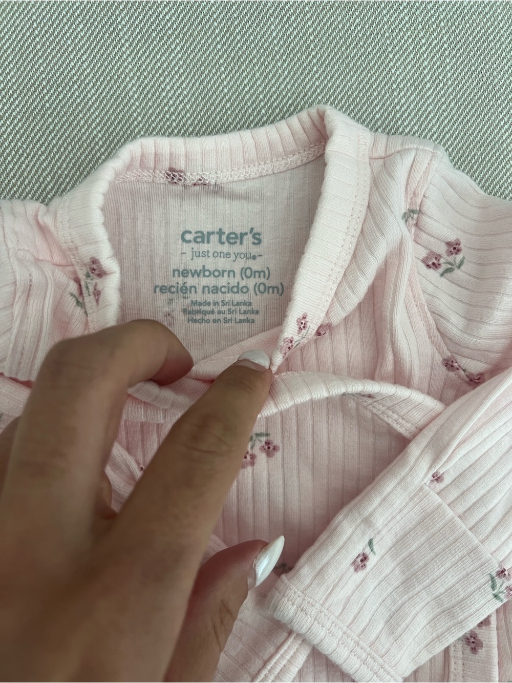 Carter's Ribbed Floral Matching Sets Pink newborn baby girl footed pyjama Carter - Picture 3 of 4
